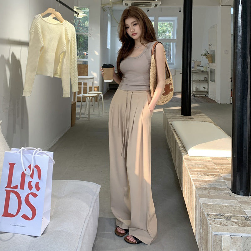 High Waist Wide Leg Pants Women's Thin Draped Pants