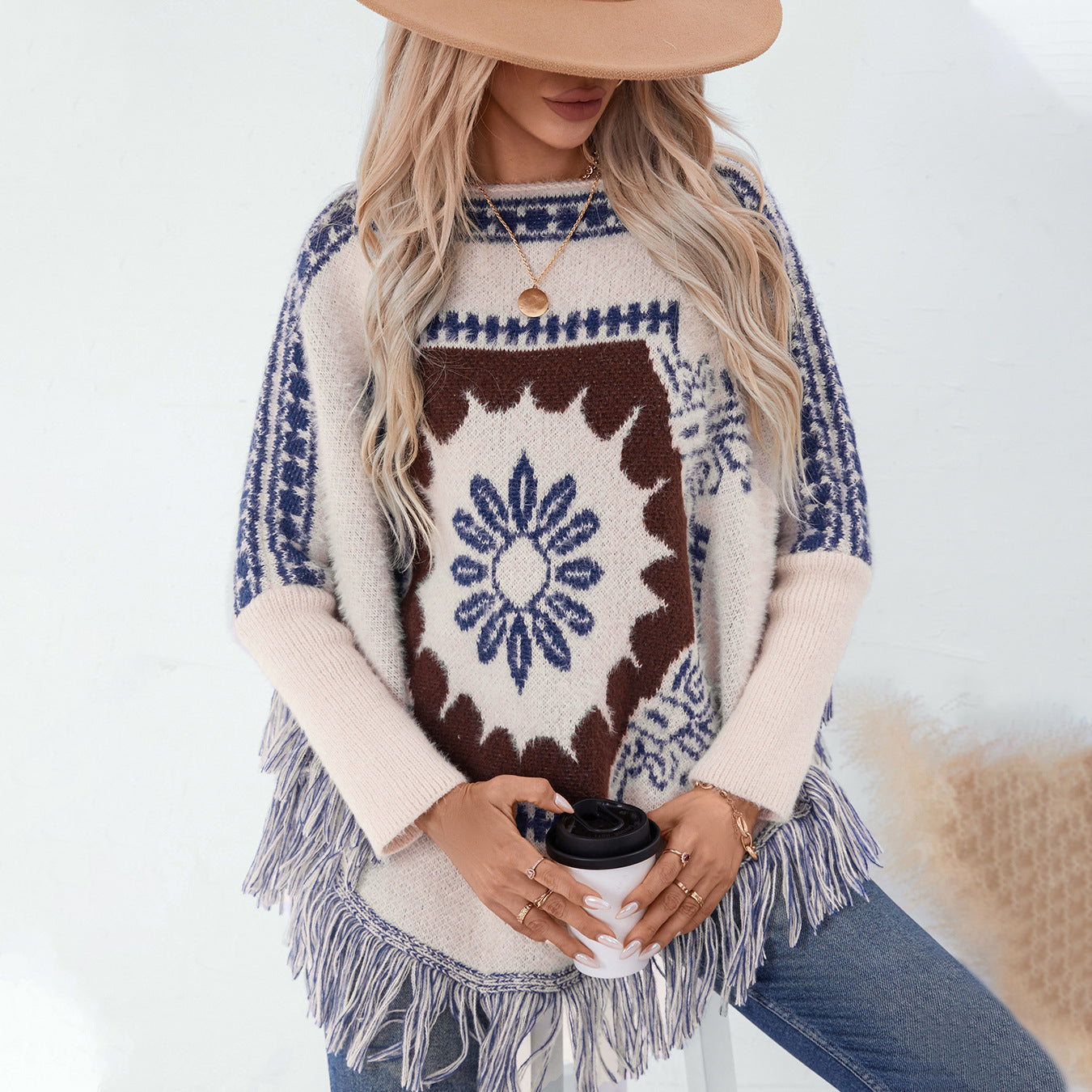 Women's Vintage Off-neck Pullover Shawl