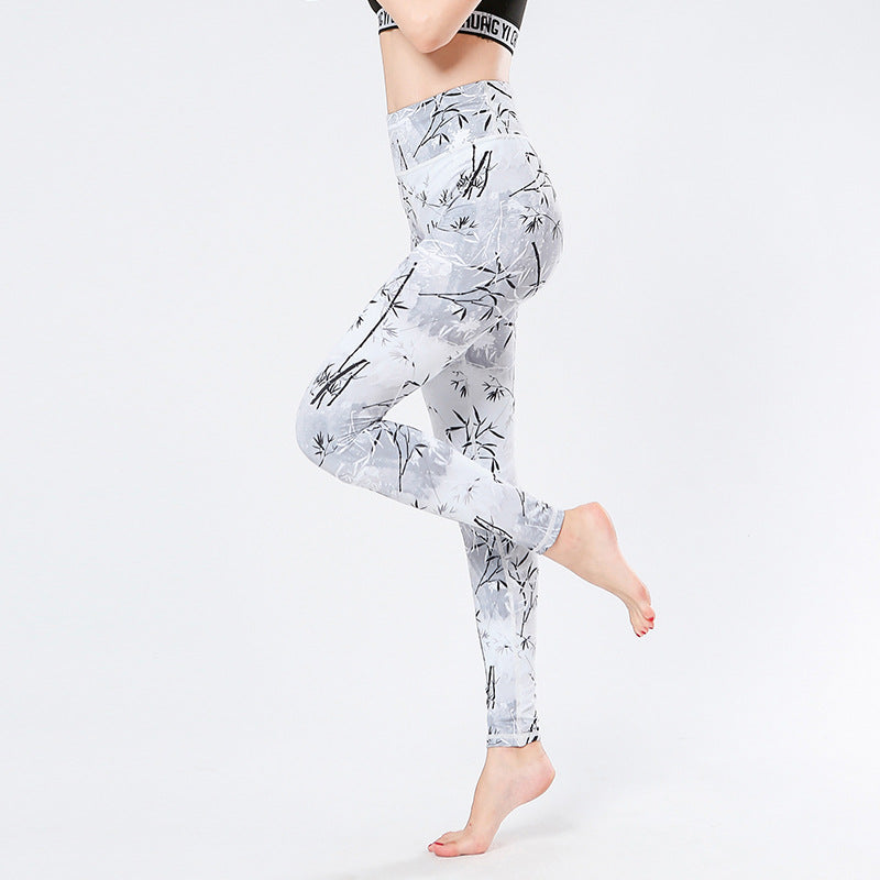New fitness pants women's printed stretch tights