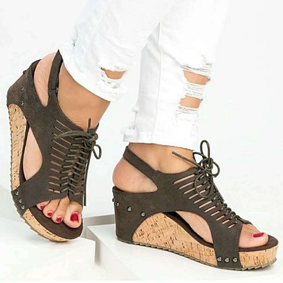 Fish mouth roman hollow sandals