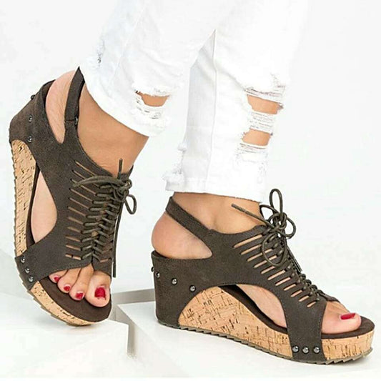 Fish mouth roman hollow sandals