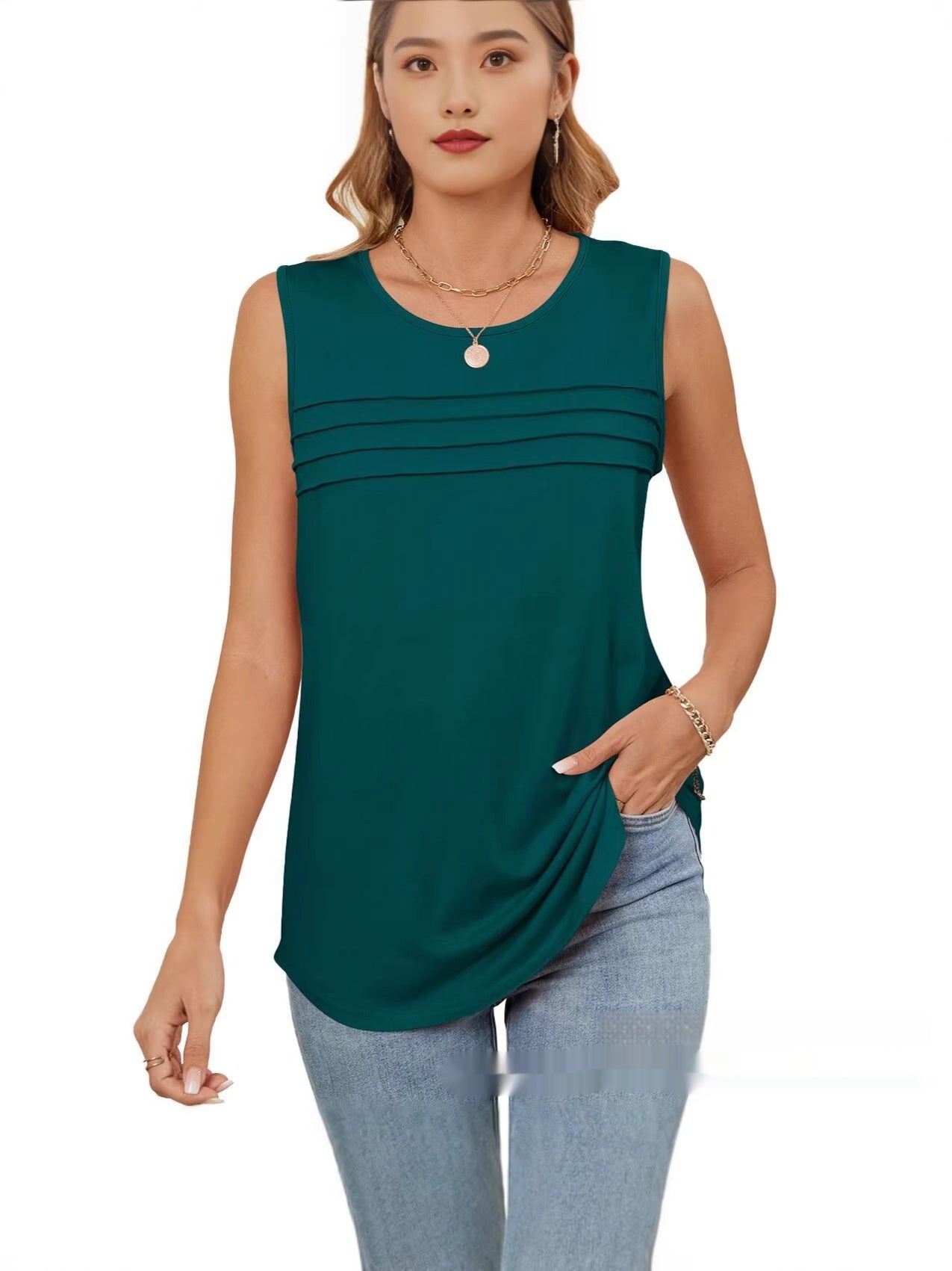 Sleeveless Crew-neck Loose-fitting Fashionable Vest