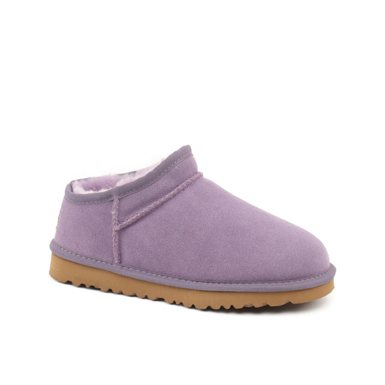 Lazy Shoes One Pedal Leather Snow Boots Women Henan Sangpo Fur One