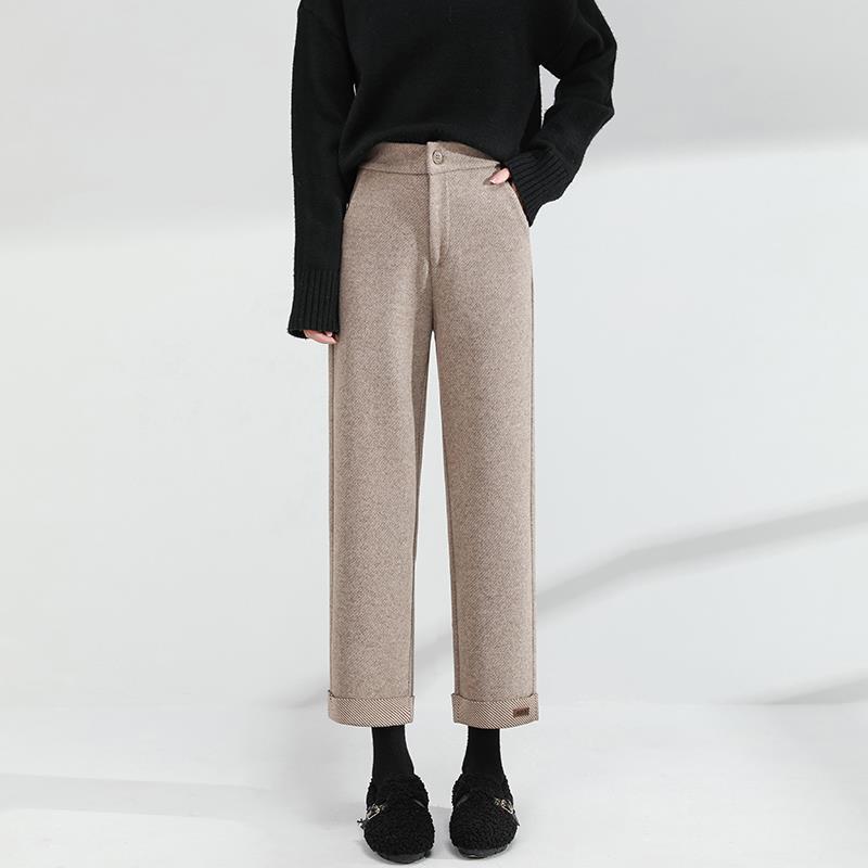 Nine Points Loose Drooping Thick Straight-leg Pants