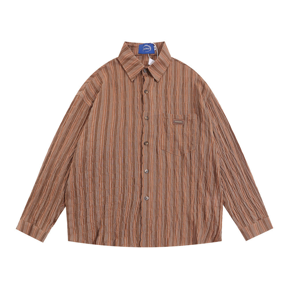 Japanese Leisure Shirt Outside Lapel Street American Style