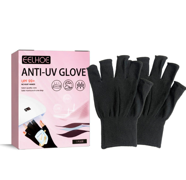 Women's Sun Protection Black Gloves