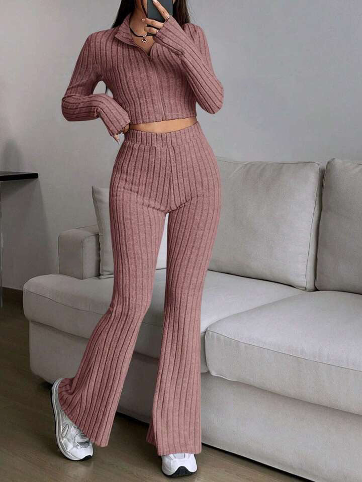 Women's Turtlenecks Wide Leg High Waist Suit