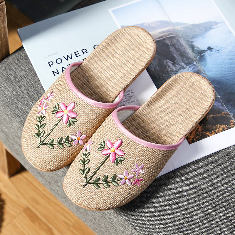 Linen Slippers Women's Home Indoor Non-slip Soft Bottom Cotton And Linen Thick