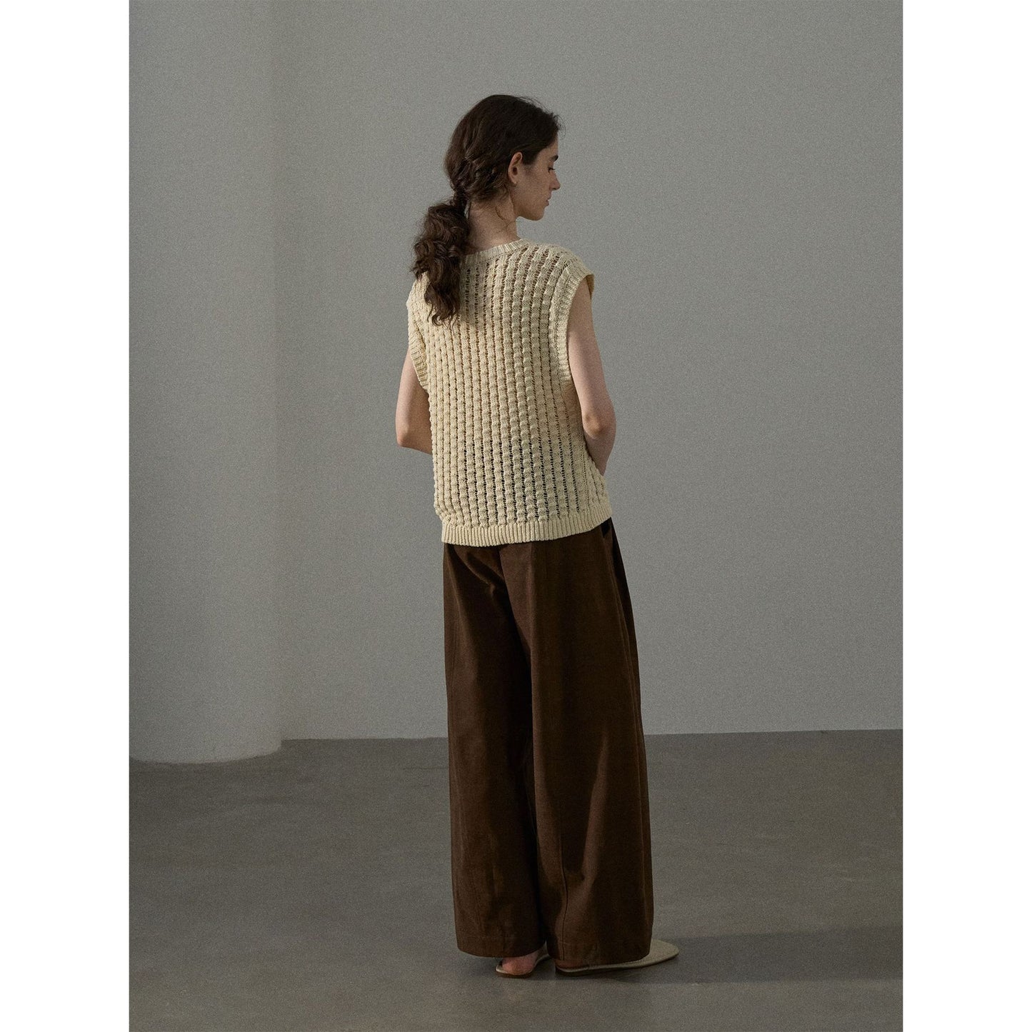 Knitted Vest Women's Three-dimensional Cotton V-neck Large Sense
