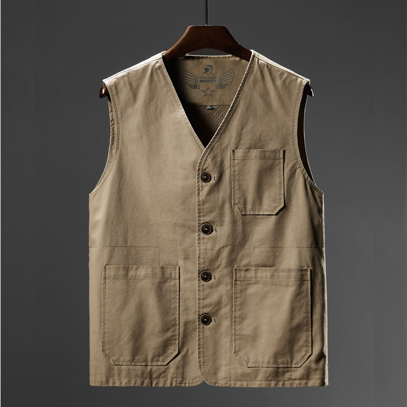 Pure Cotton V-neck Vest For Middle-aged And Elderly Casual