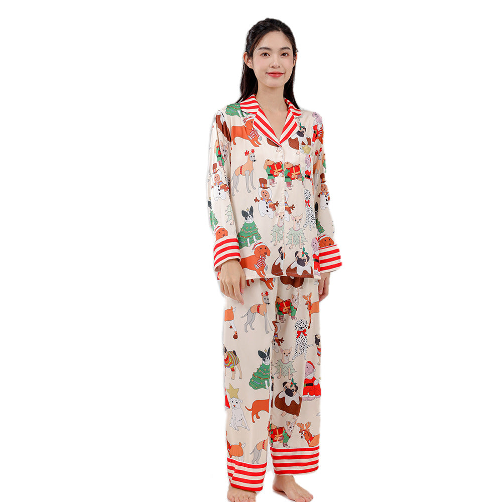New Autumn Pajamas Women's Ice Silk Puppy Homewear