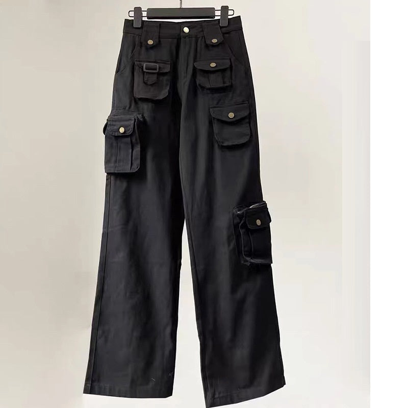 West Coast Spicy Girls Multi Pocket High Waist Military Wide Leg Pants