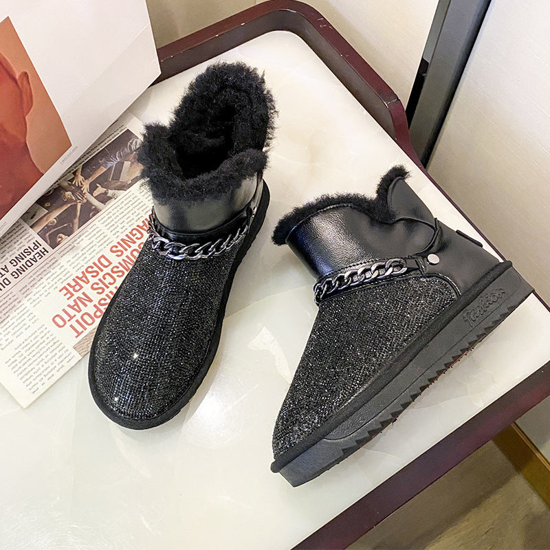Women's Fur and Velvet Thickened Snow Boots