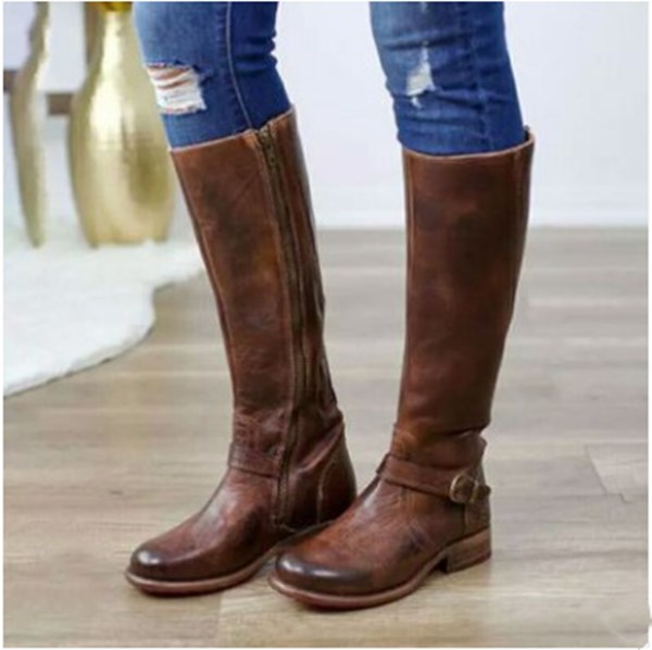 Over-the-knee Boots Side Zipper Thick Heel Large Size