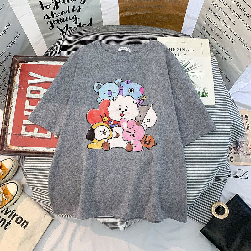 Printed Women's T-shirt Casual Short Sleeve Cool Girl Top