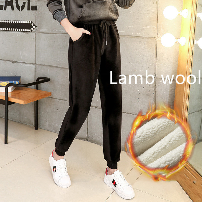 Plush padded lamb velvet sweatpants