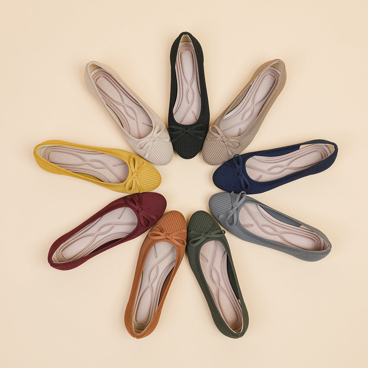 Round Toe Shallow Mouth Flat Pumps Women's Bow Casual Plus Size Convenient Shoes