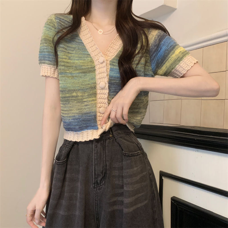 V-neck Knitted Thin Slim Fit Outer Sweater