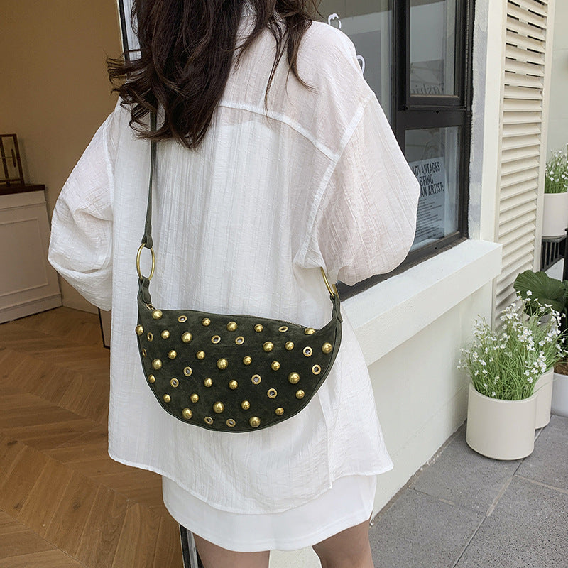 Retro Nitte Taske Mat Imiteret Ruskind Pendlertaske All-match Skulder Underarms Taske