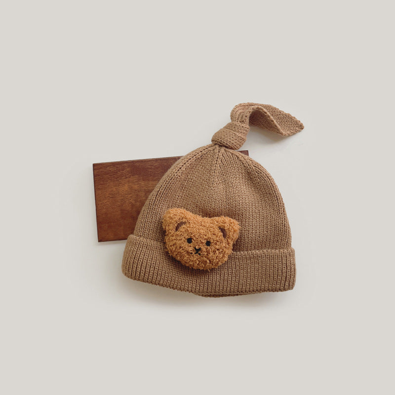 Cute Bear Plus Down Anti-cold Knitted Hat