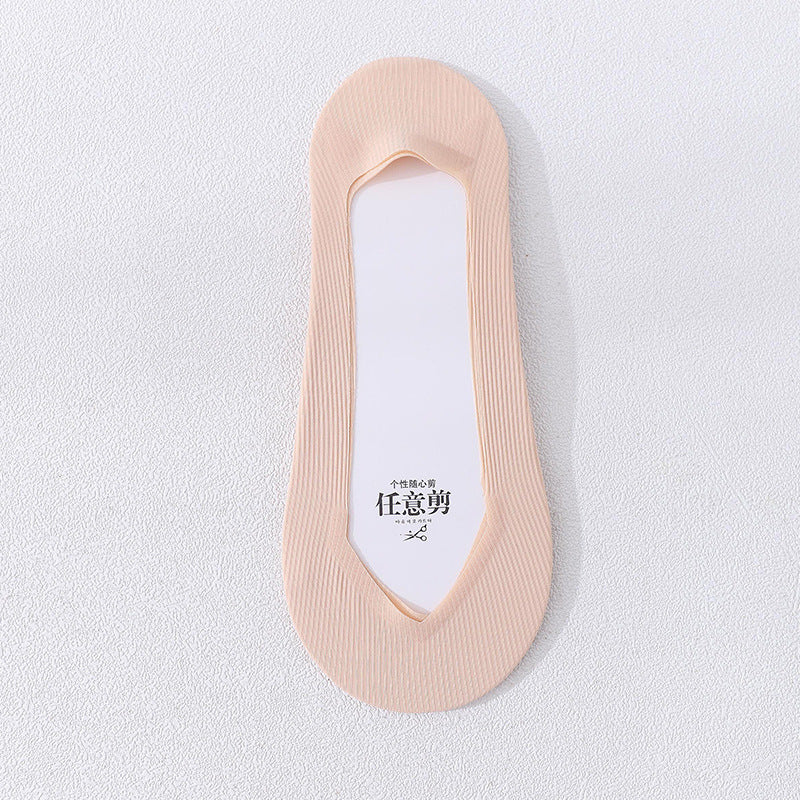 Women's Non-Slip Silicone Cotton Bottom Lace Boat Socks