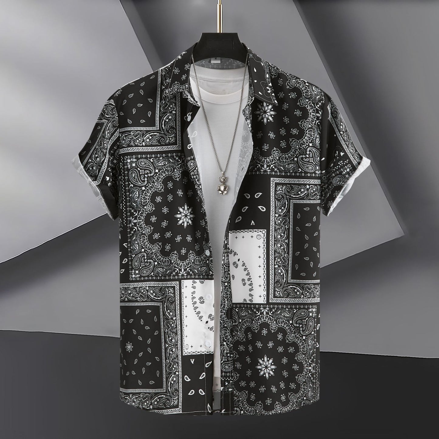 Men's Fashion Casual Digital Printing Short Sleeve Shirt