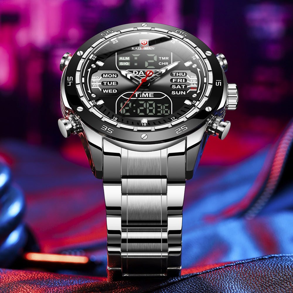 Sports Multifunctional Waterproof Steel Band Quartz Watch