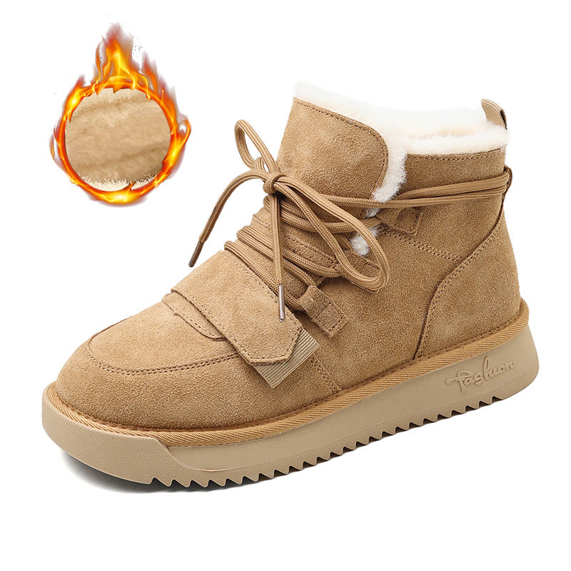 Thickening Students Warm Thick Sole Increase Cotton Shoes  Add Velvet