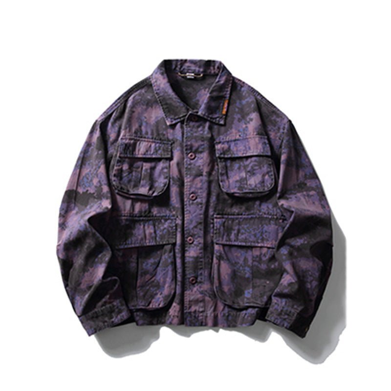 Tie-dye Camouflage Workwear Jacket For Men