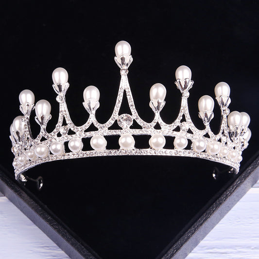 Bridal Crown Tiara Rhinestone Pearl Korean Wedding