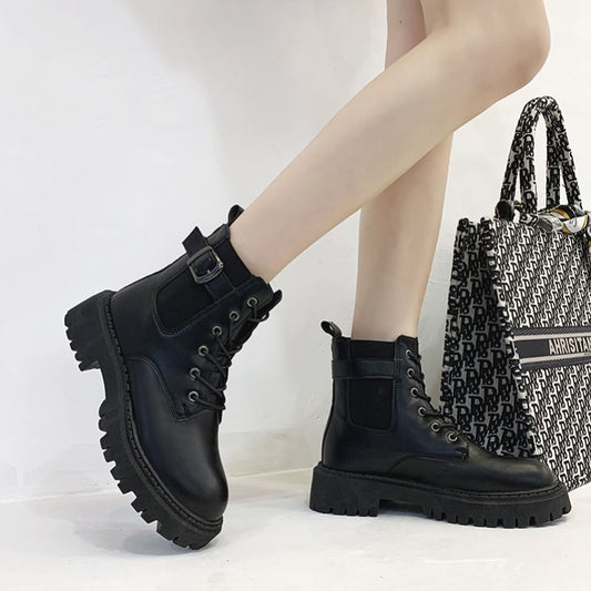 New British Style Comfortable Mid-tube Thick-soled Fashion Boots