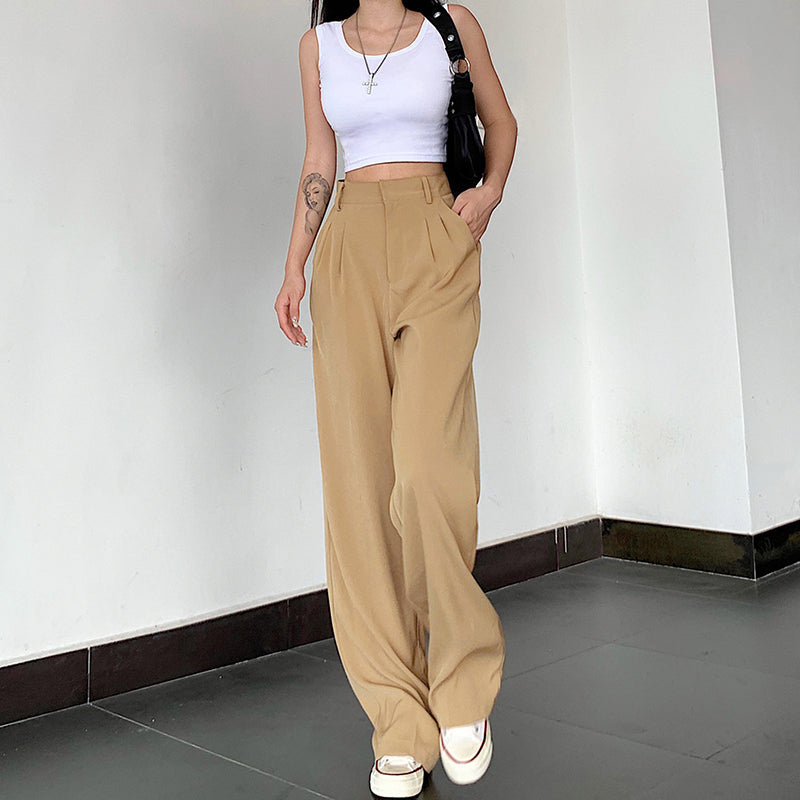 Women's Retro High Waist Slim Loose Casual Pants