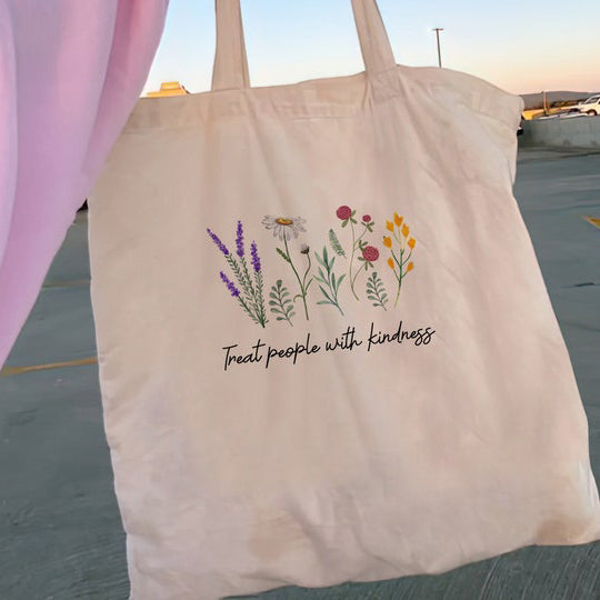 Floral Women Canvas Tote Bag Girl Reu