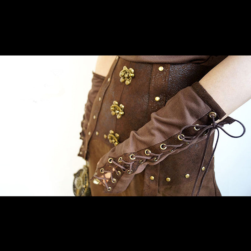 Steam drawstring drawstring retro half finger sleeves