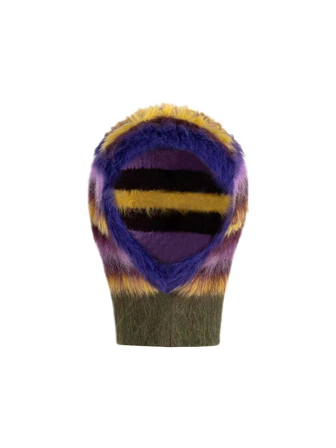 Regnbuevævet Mohair Integreret Ørebeskyttelse Lang Fluff Stribet Hat