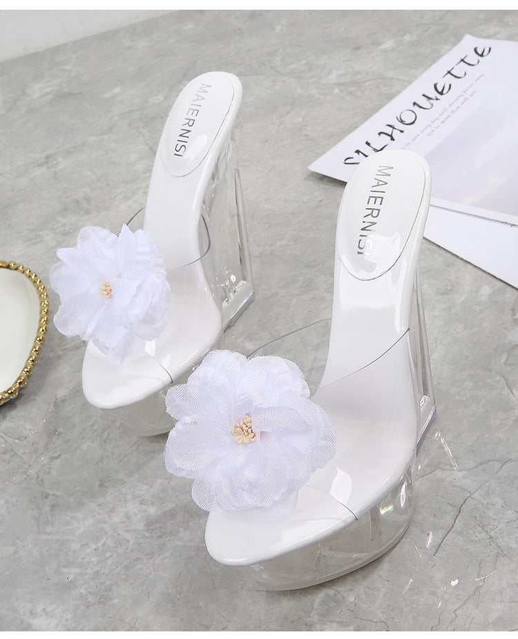High-heeled platform wedge sandals