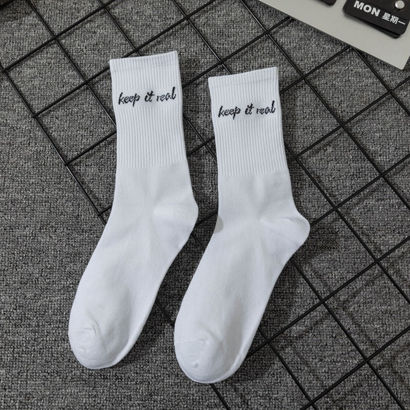 Letter White Men's Long Socks