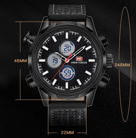 Double display luminous waterproof leather strap