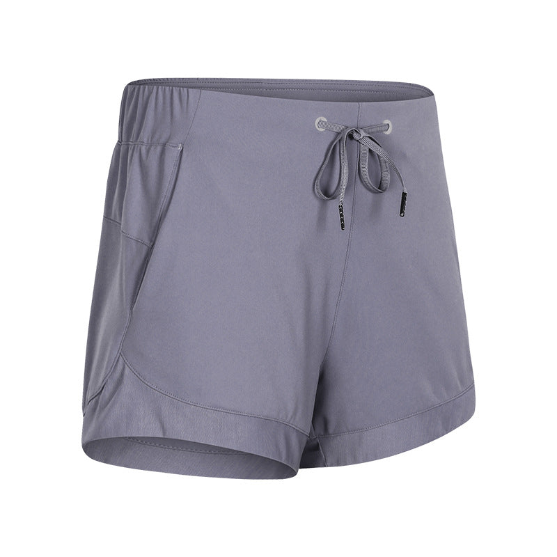 Elastic lace-up track shorts