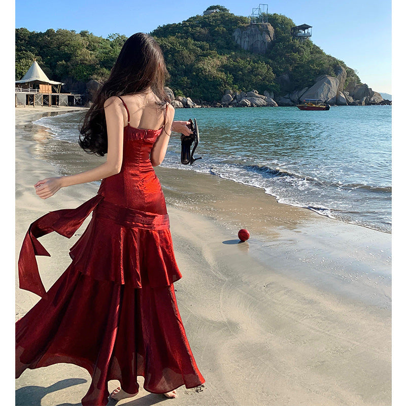 Womens Spaghetti-strap Mermaid Dress