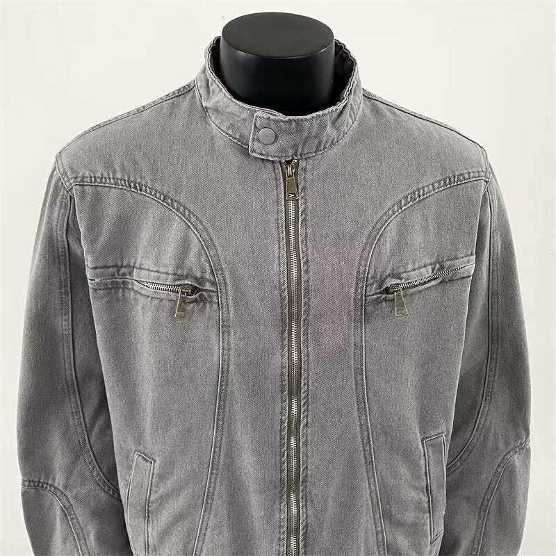 Herre Heavy-Duty Vasket Og Slidt Denimjakke