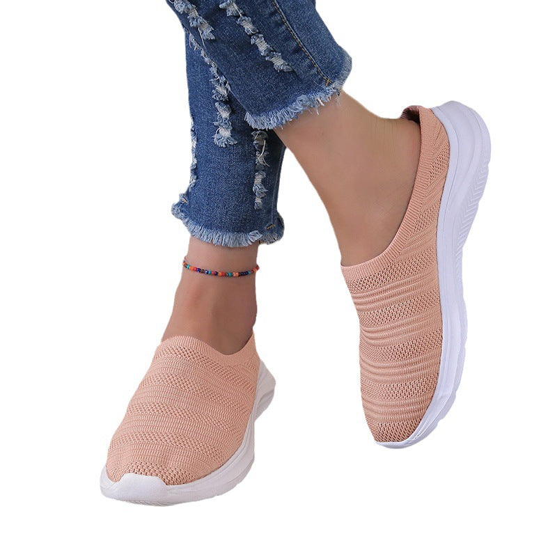 Mesh Breathable Flying Woven Women's Shoes Slip-on