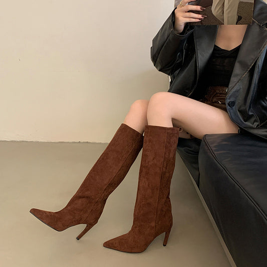 European And American Style Fashion Pointed High Boots Simple And Elegant