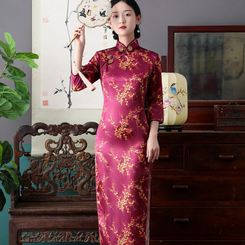 Retro Long Cap Sleeve Performance Dress For Summer