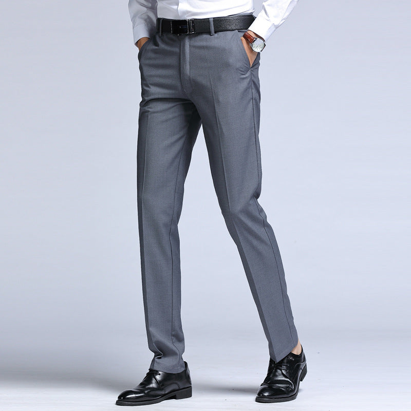 Men's Solid Color Versatile Straight Leg Suit Pants