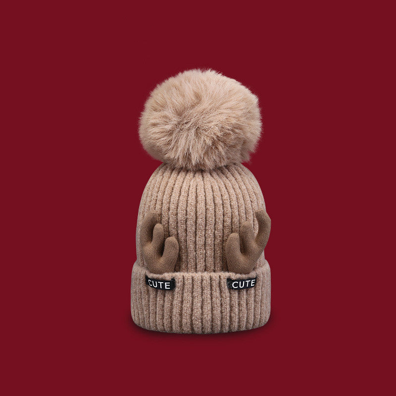 Women's Christmas Antler Knitting Wool Hat