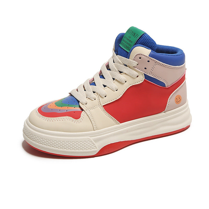 High Top White Shoes Women's Thick Bottom Casual Sports Skate Shoes