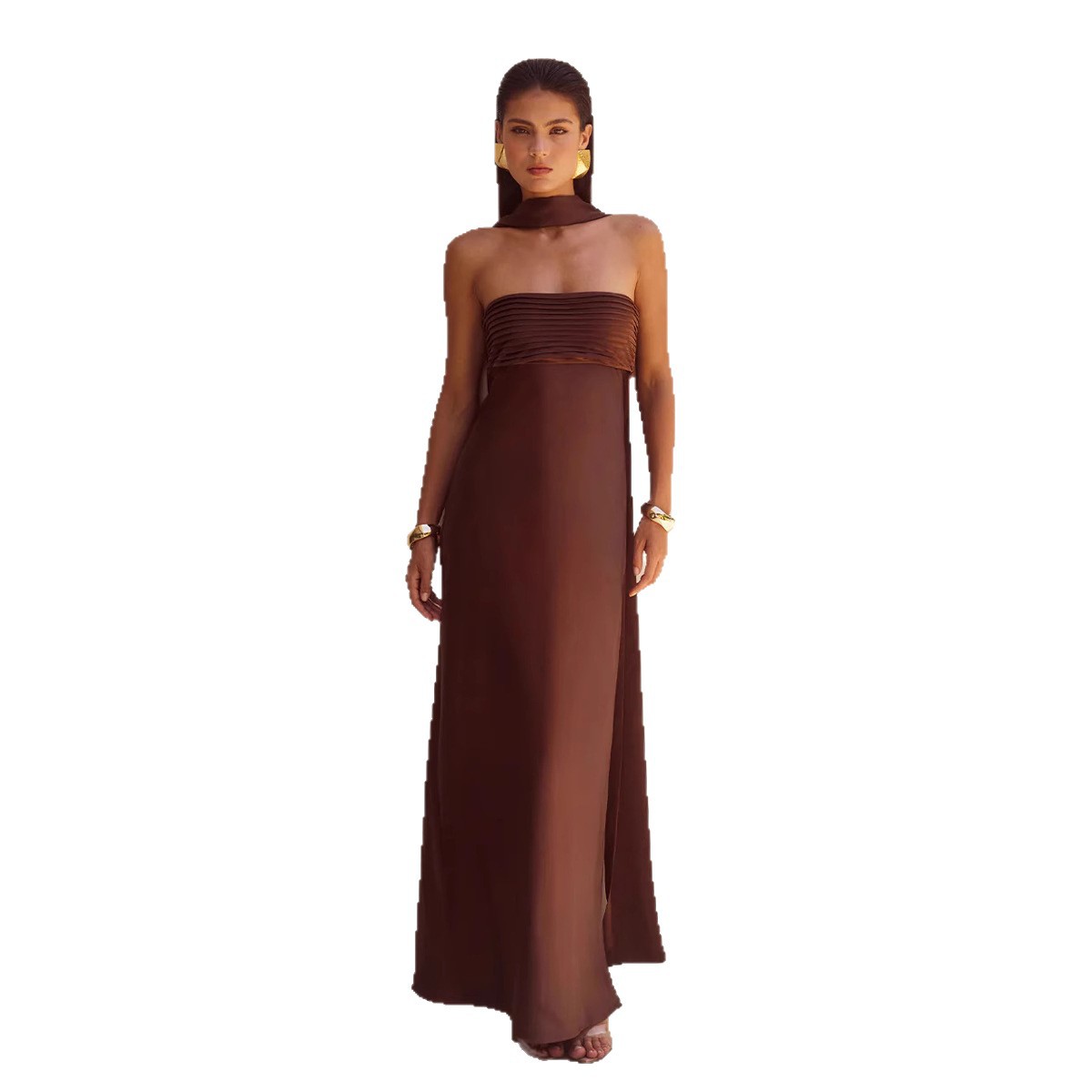 Summer Womens Elegant Satin Lace-up Dress