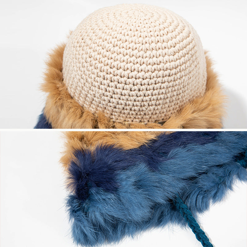 Women's Plush Thickened Wool Knitted Basin Hat Thermal Ear Protection