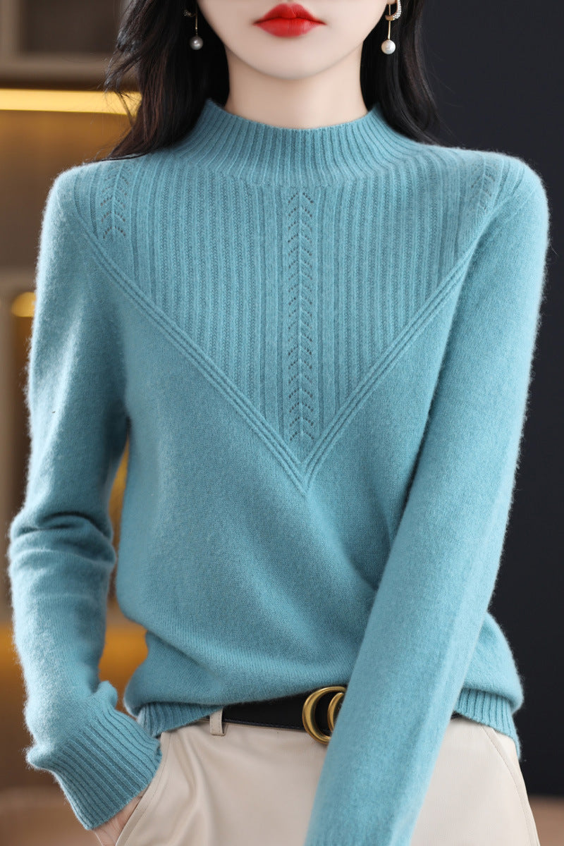 Front Line Færdiglavet Tøj Uld Halv Turtleneck Udhulet Sweater Underdel Top